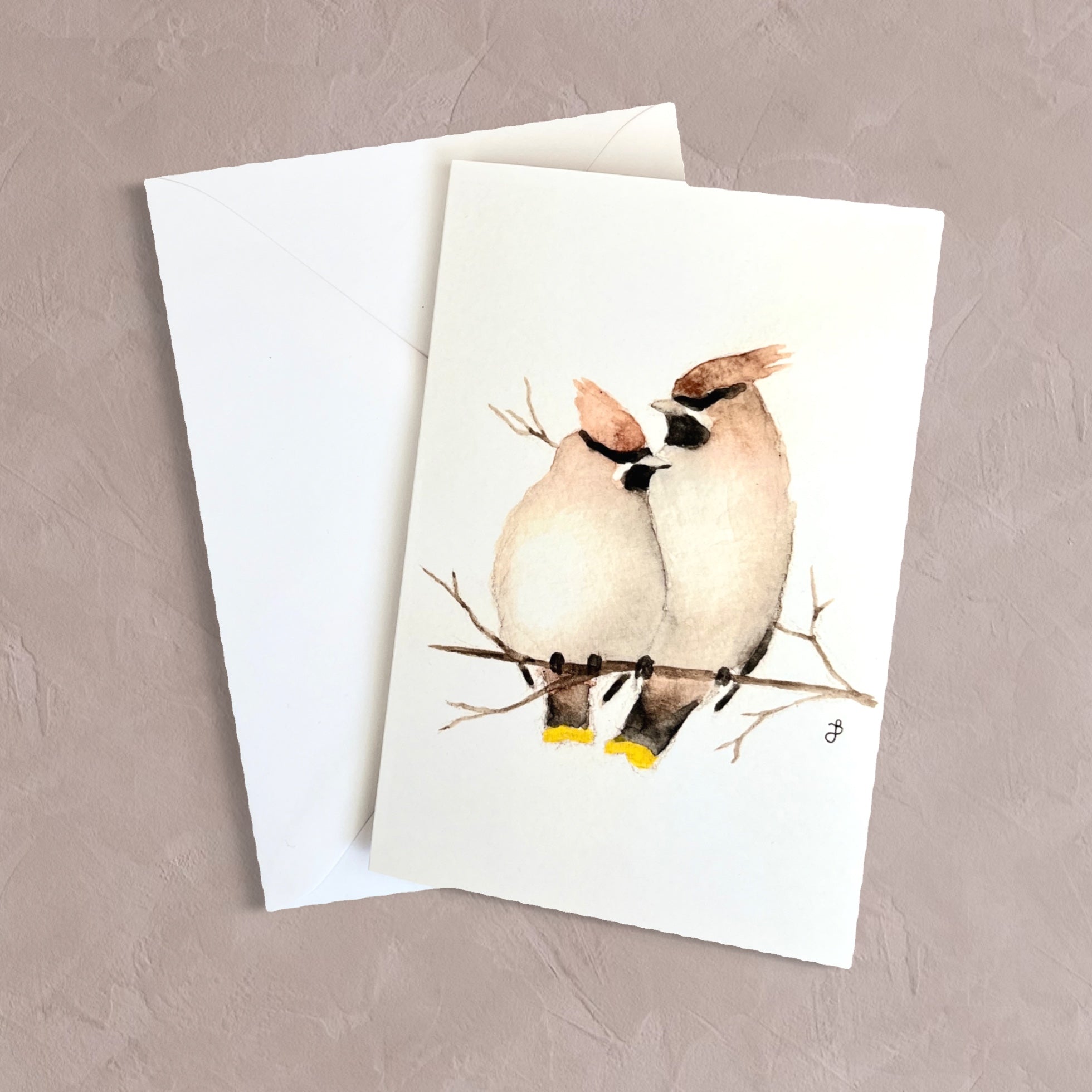 Vikta kort med kuvert - fåglar
